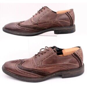 John Lennon Footwear Collection Lucy Wingtip Oxfords Brown Leather Suede Men 11D